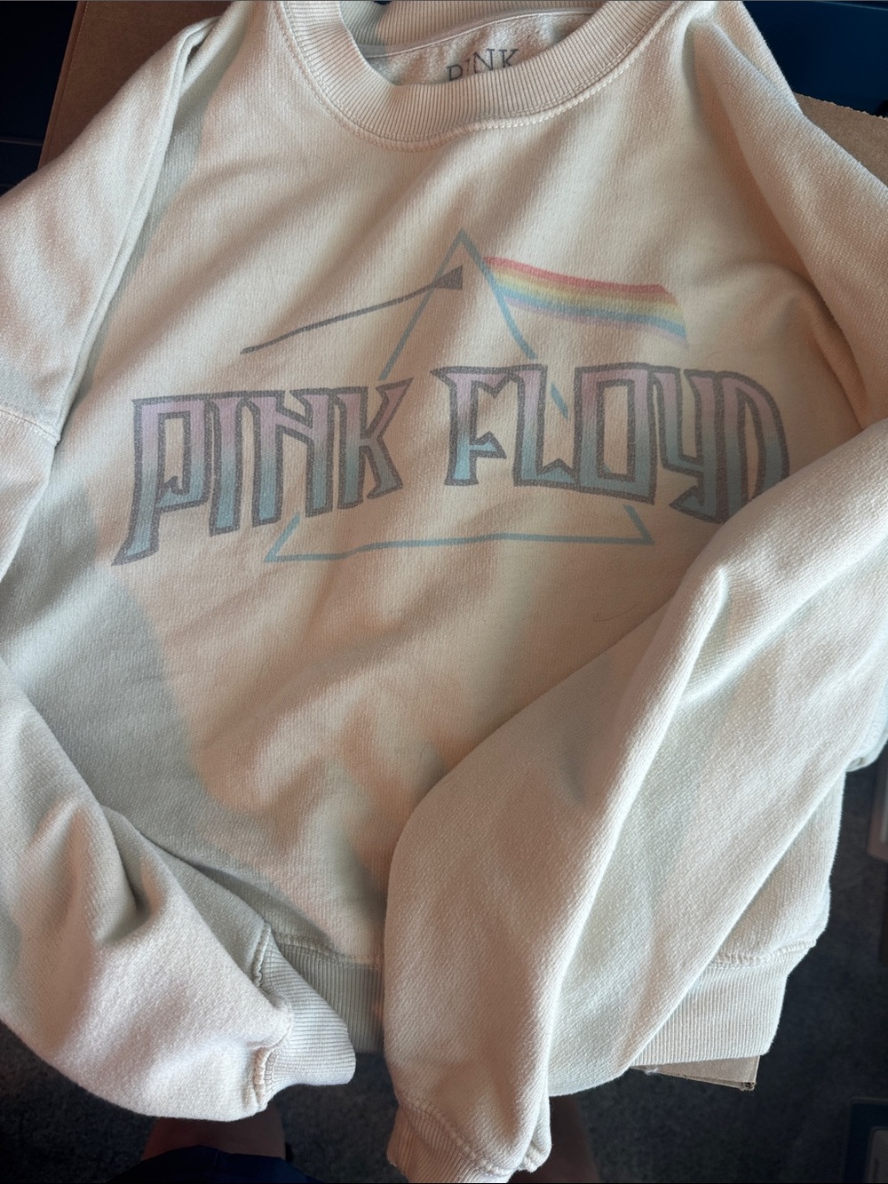 Pink Floyd Cream Crewneck with Subtle Rainbow Detail